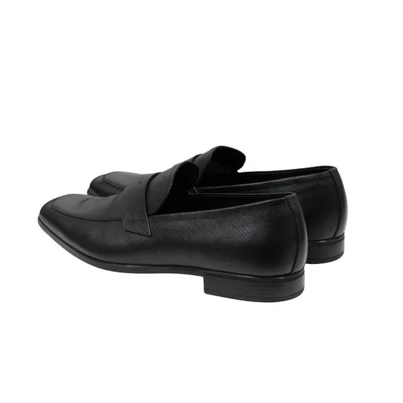 Prada Mens Penny Loafers US 8.5 UK 7.5 Black Saffiano Leather Slip On Moccasins - Picture 5 of 10